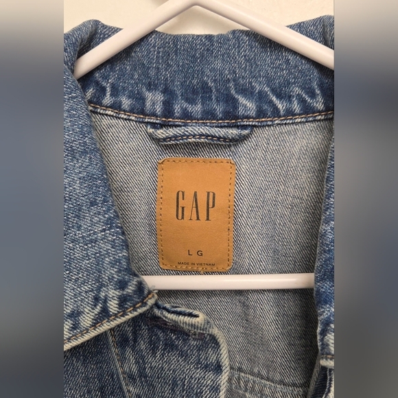 GAP Women's Classic Blue Denim Jean Jacket Sz L petite Nwt Sz Small/ Medium - Picture 2 of 12